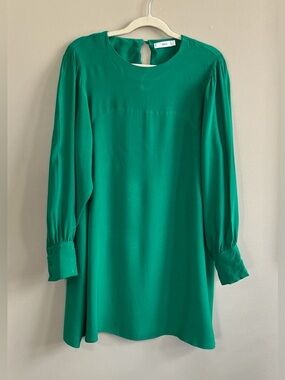 MNG Kelly green long sleeve shirt dress with buttoned cuffs size 10